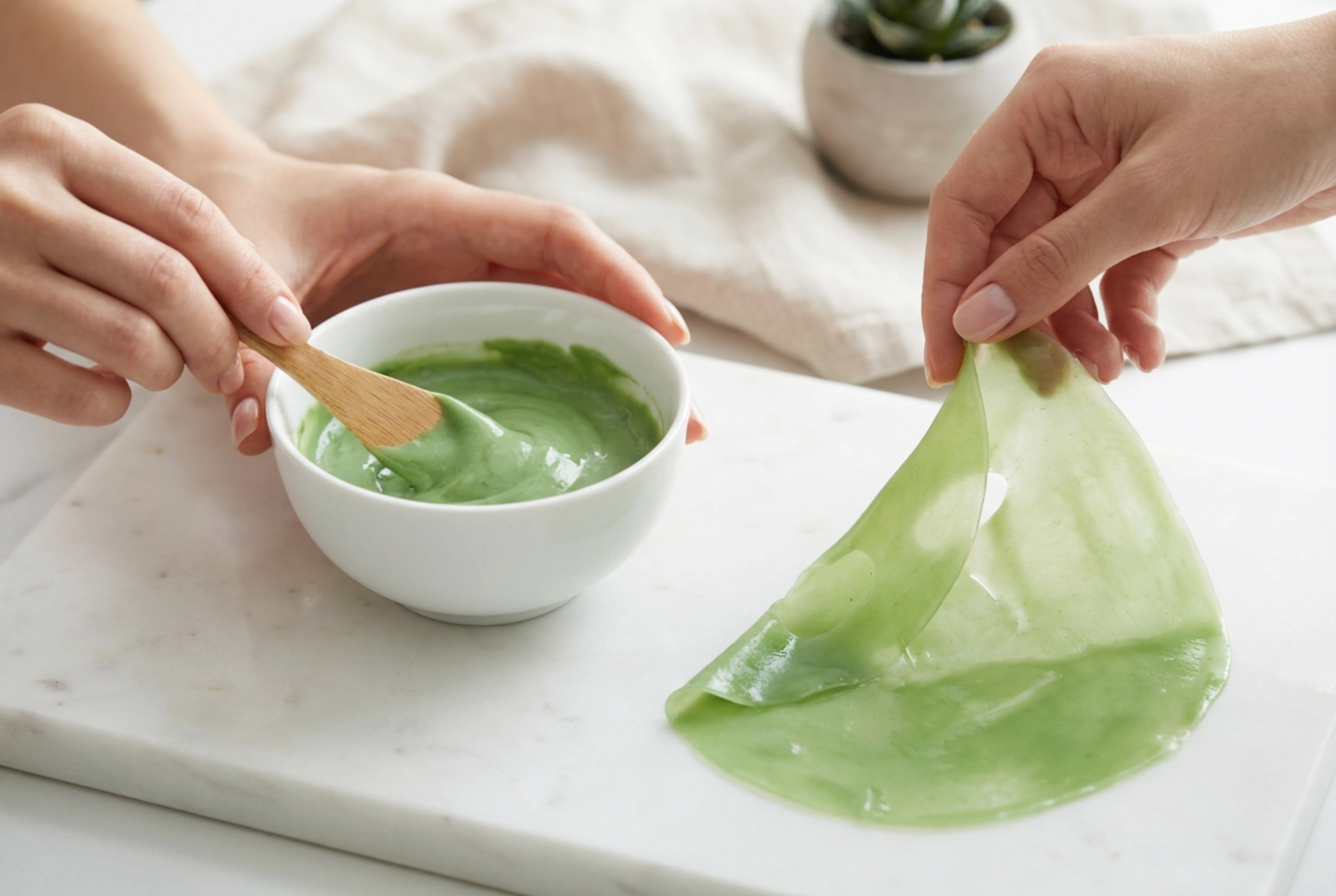 Alga arcmaszk: hogyan keverjük, vigyük fel és távolítsuk el egy darabban