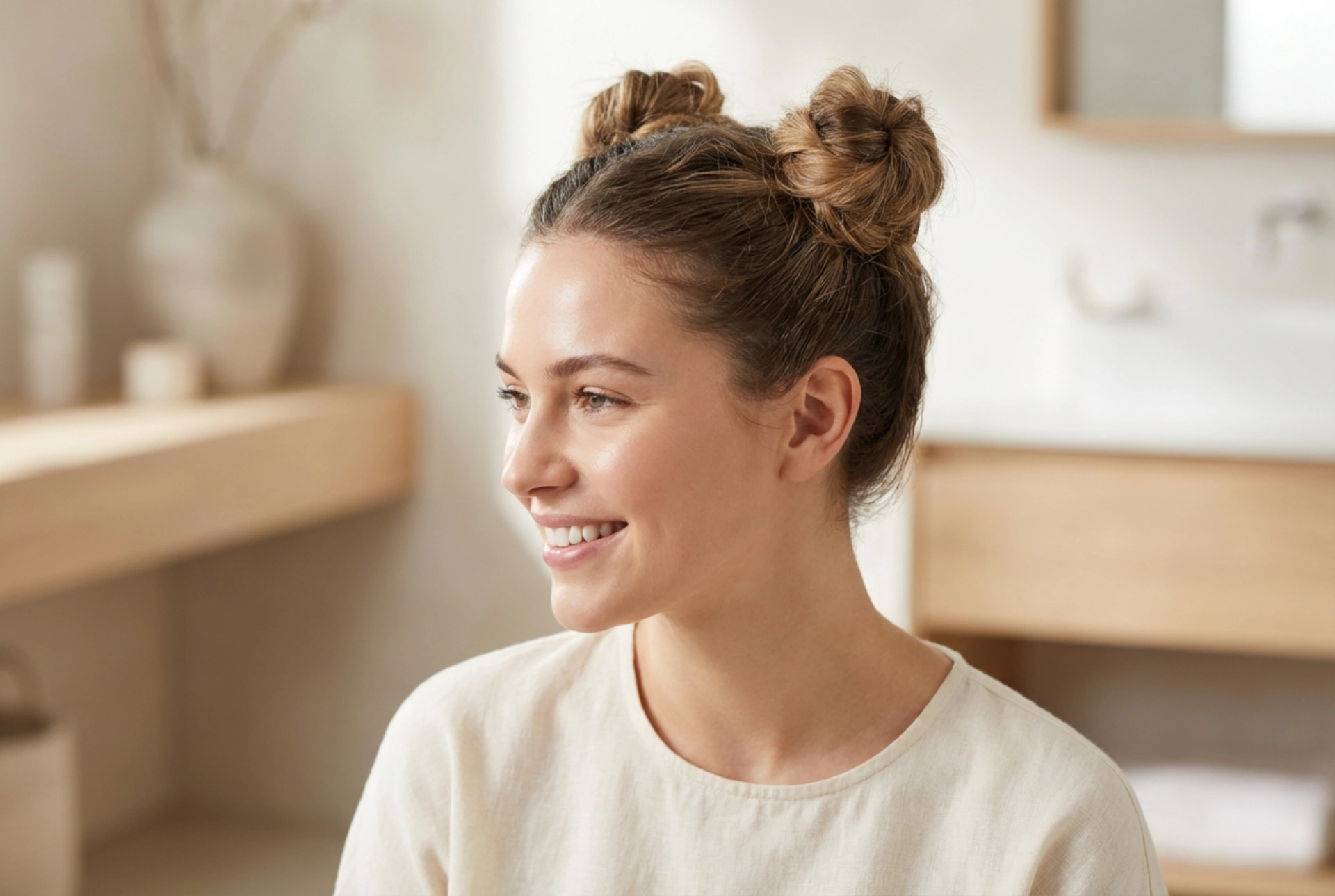 Vidám dupla kontyok: Frizura rövid és hosszú hajra