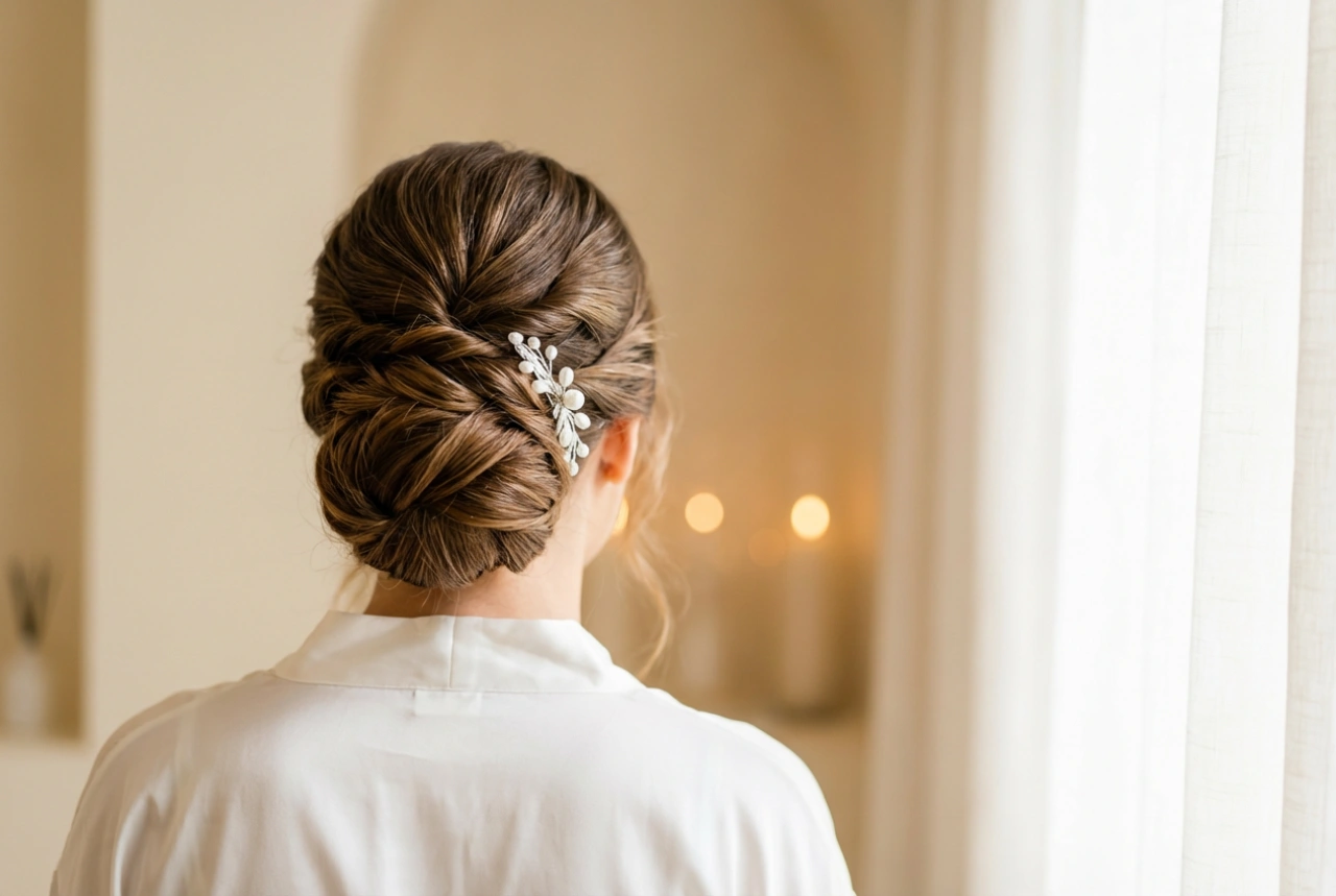 Elegáns esküvői frizura hosszú hajból: feltűzés lépésről lépésre