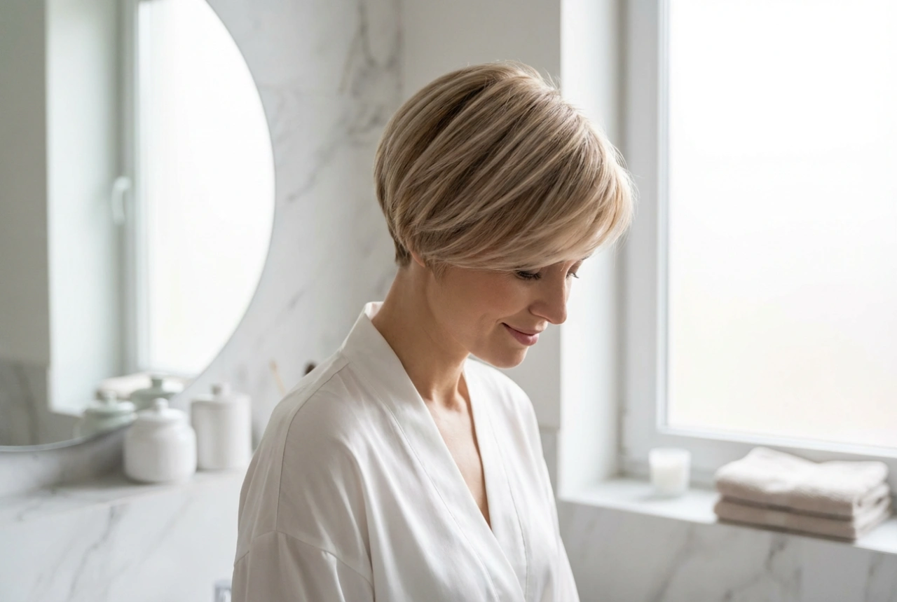 Rövid női gomba frizura: Lágy vonalak és dús hatás