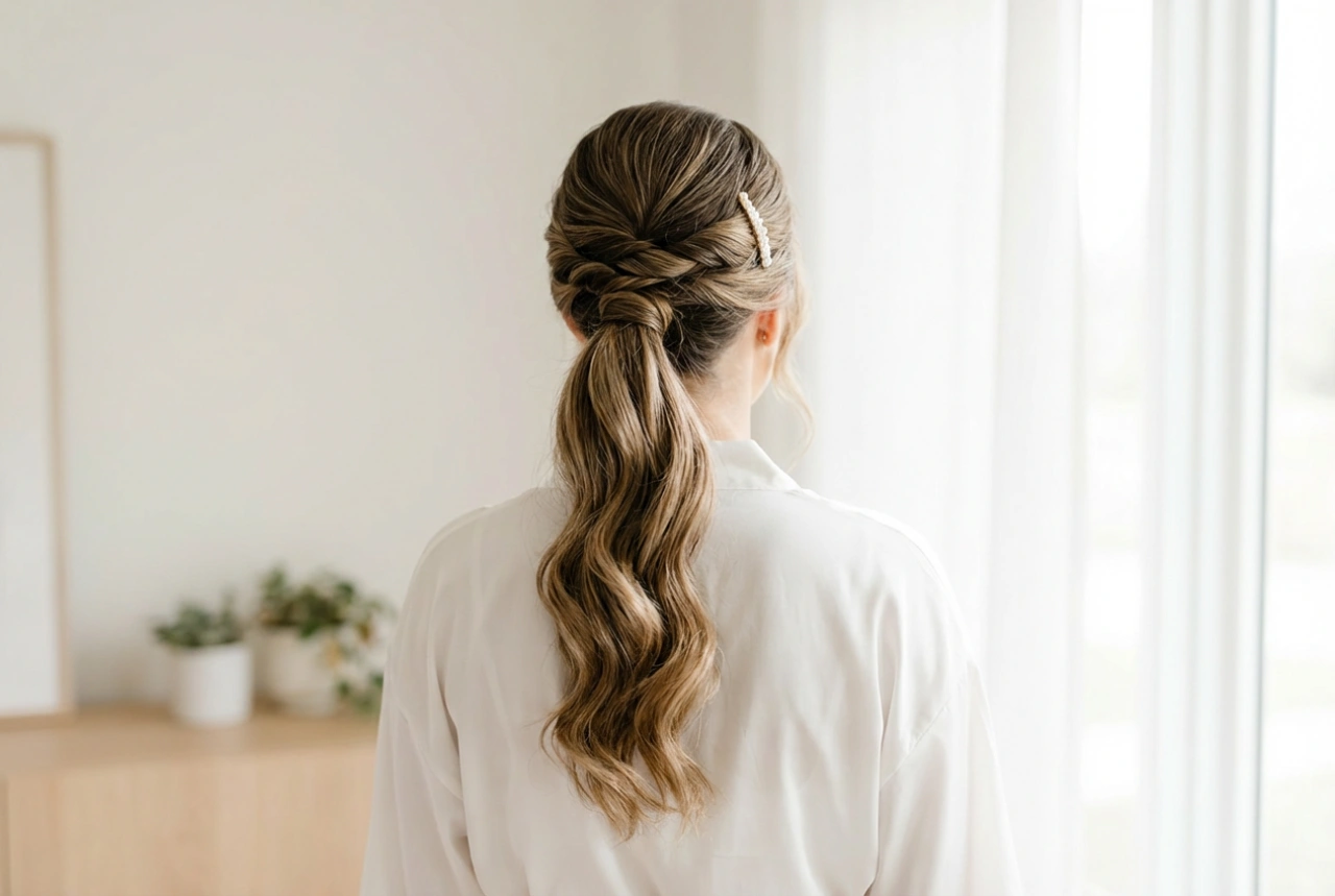 Esküvői frizura: sima, hullámos és fonatos lófarok lépésről lépésre