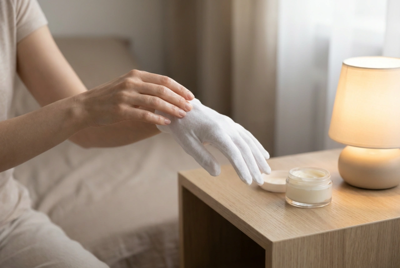 Éjszakai kézápolás repedezett bőrre: Okklúzió és pamutkesztyű