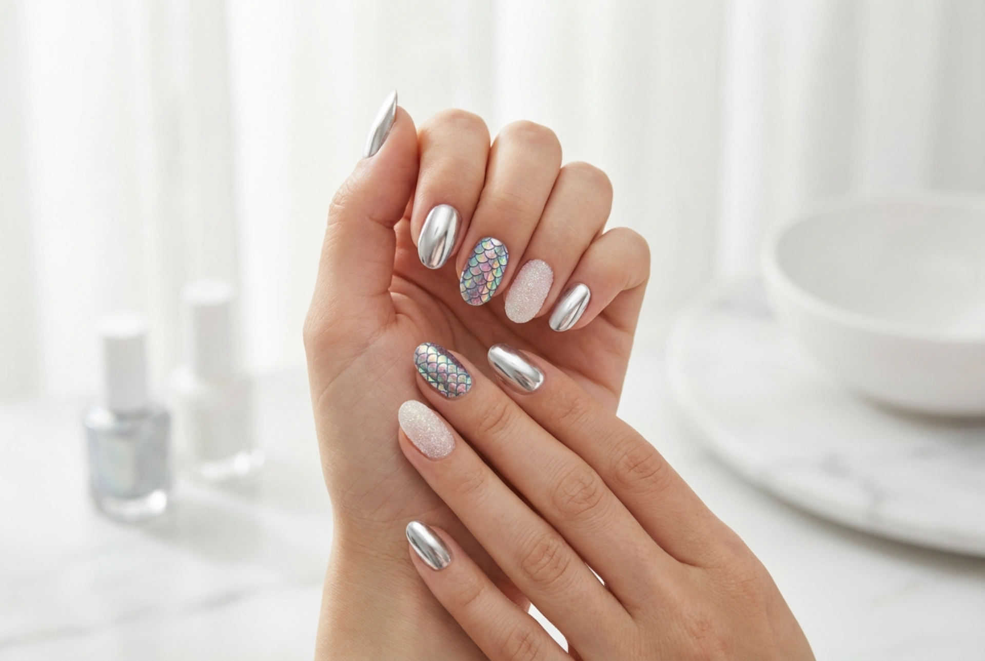 Körmök porral: A tükör, sellő és cukor hatás alkalmazása