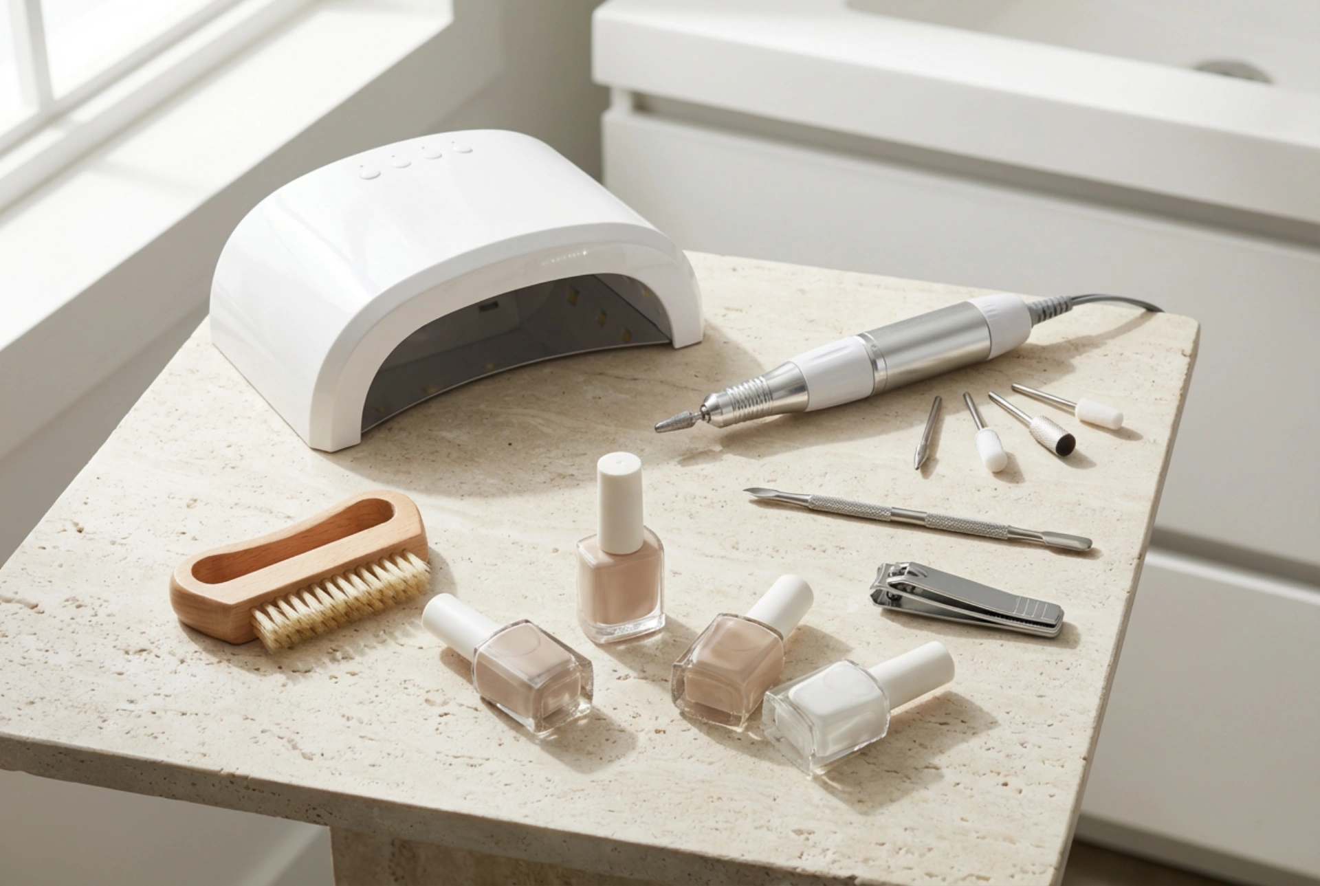 Körömlámpa és csiszológép: a teljes otthoni készlet lépésről lépésre