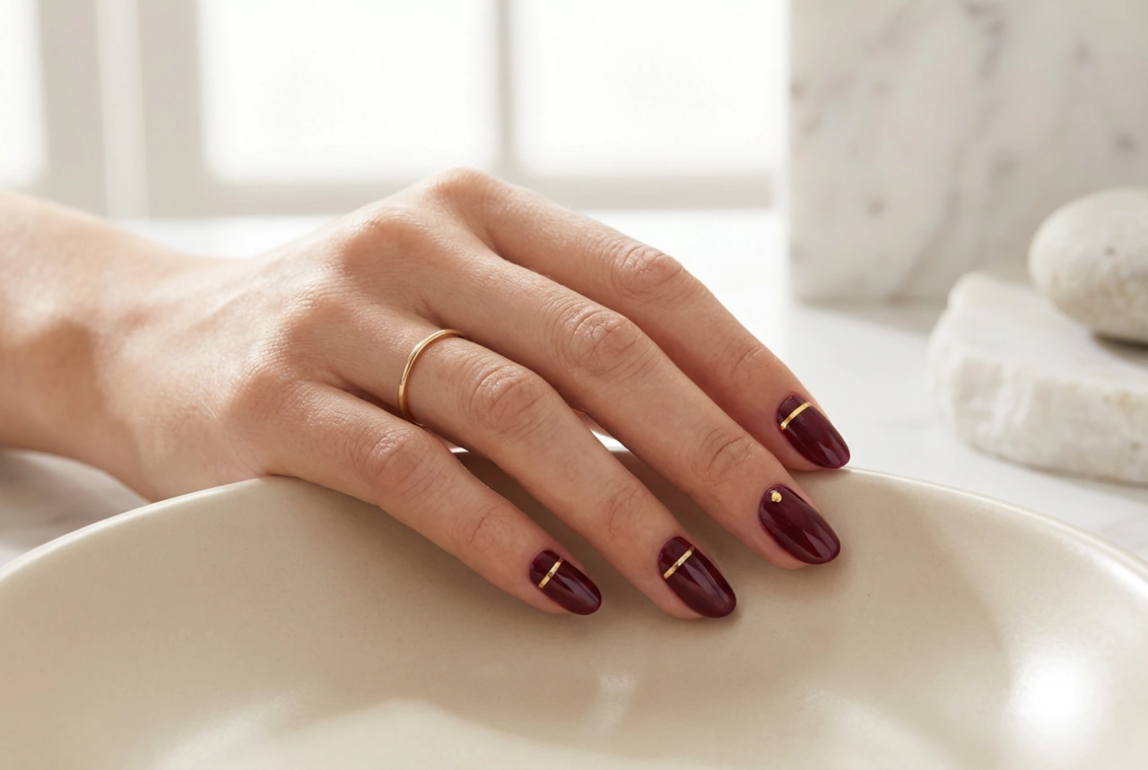 Bordó körmök arany díszítéssel: kombinációk és technikák
