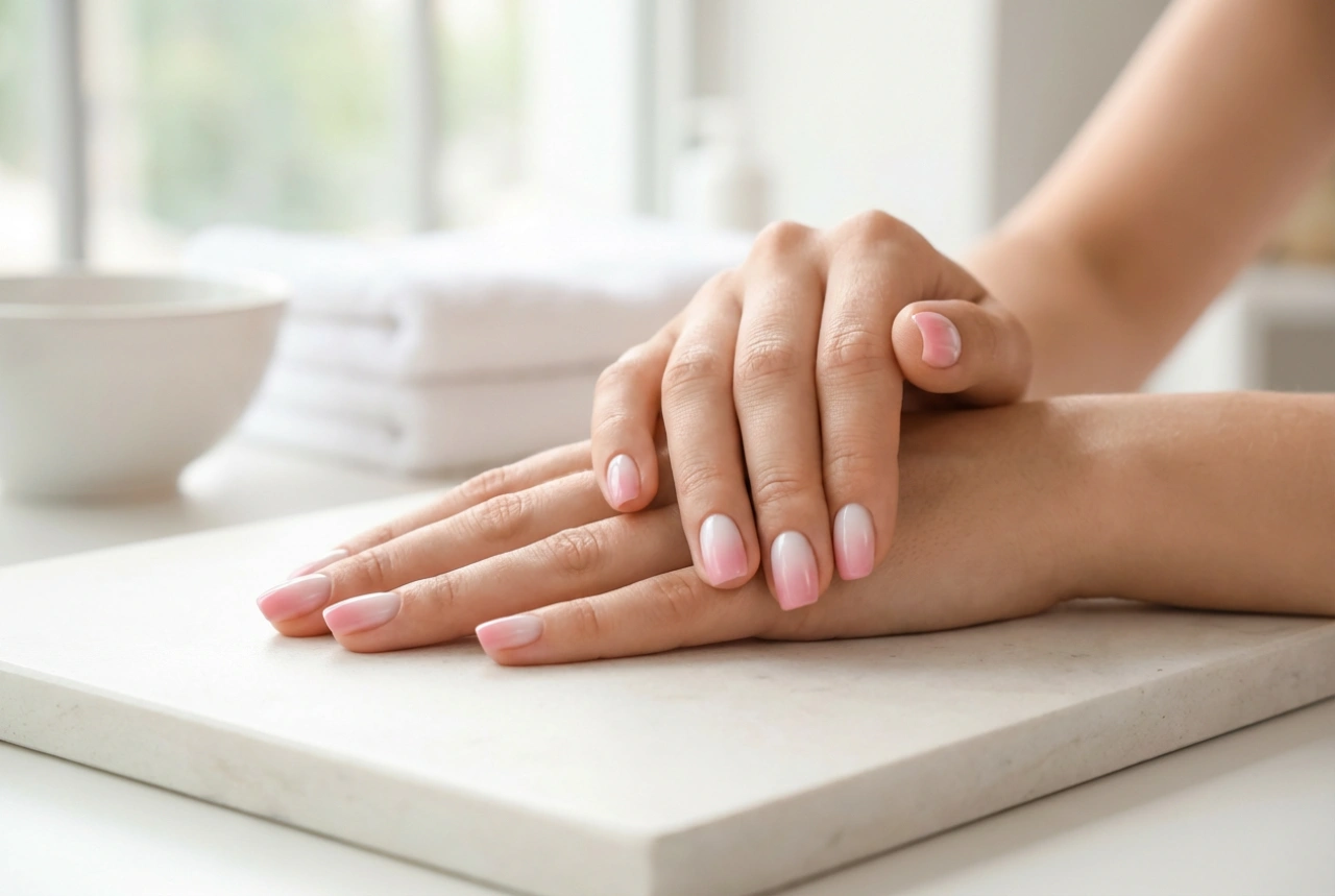 Ombre gél körmök: árnyékolás építő és színes zselékkel