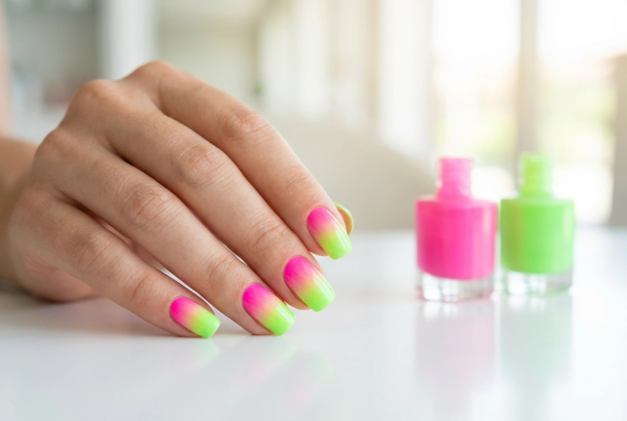 Hogyan készítsünk neon ombre körmöket: színválasztás és technika