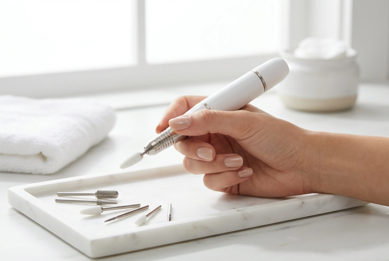 Körömcsiszoló gép: biztonságos használat, fordulatszám és csiszolófejek